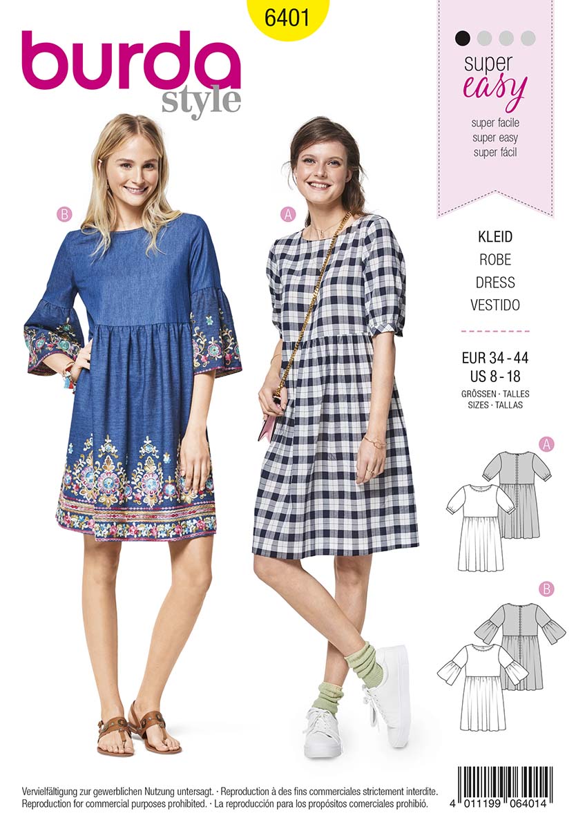 6401 Burda Style Schnittmuster Kleid